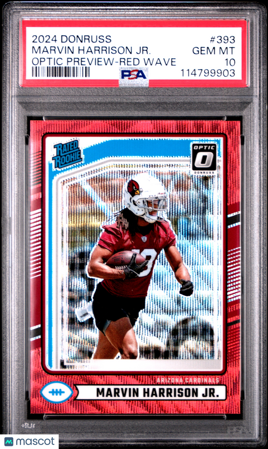2024 Panini Donruss Marvin Harrison JR. Optic Preview Red Wave #393 PSA 10
