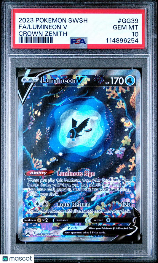 2023 Pokemon Sword And Shield Crown Zenith Lumineon V #GG39 PSA 10