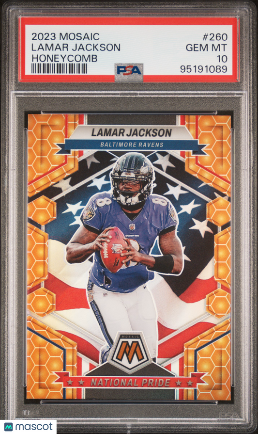 2023 Panini Mosaic Lamar Jackson Honeycomb #260 PSA 10