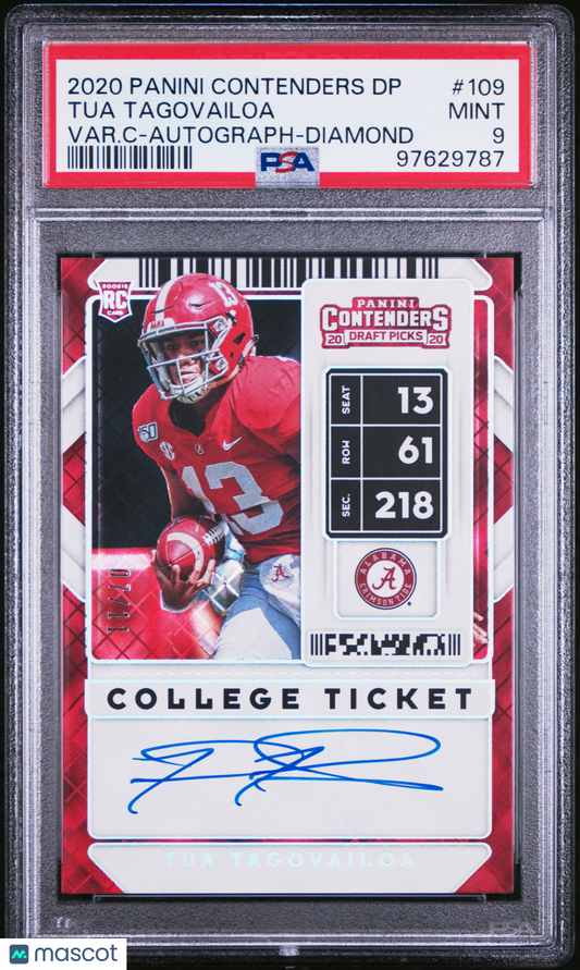 2020 Panini Contenders Draft Picks Tua Tagovailoa Auto Diamond #109 PSA 9 /11