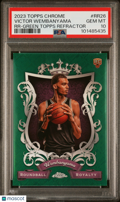 2023 Topps Chrome Roundball Royalty Victor Wembanyama Green Refr RR26 PSA 10