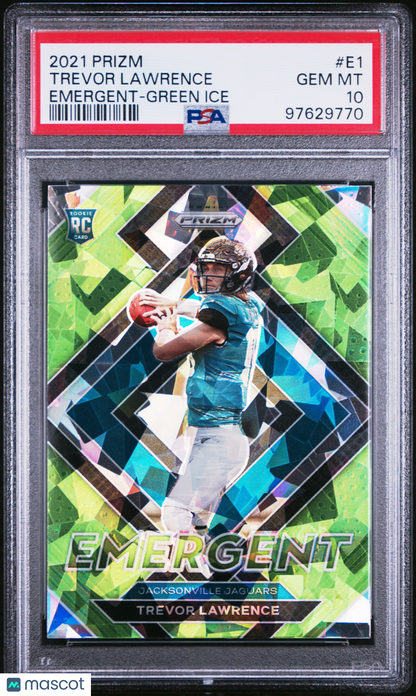 2021 Panini Prizm Trevor Lawrence Emergent Green Ice #E1 PSA 10