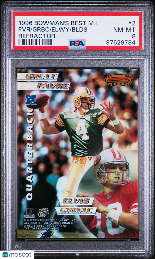 1996 Bowman's Best Mirror Image Bledsoe Elway Grbac Favre Refractor #2 PSA 8