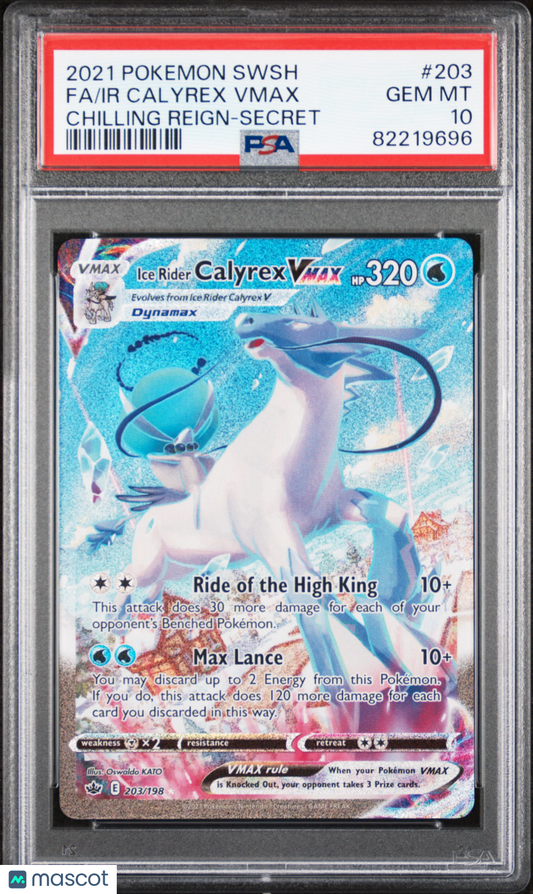 2021 Pokemon Chilling Reign Ice Rider Calyrex VMAX Full Art #203 PSA 10