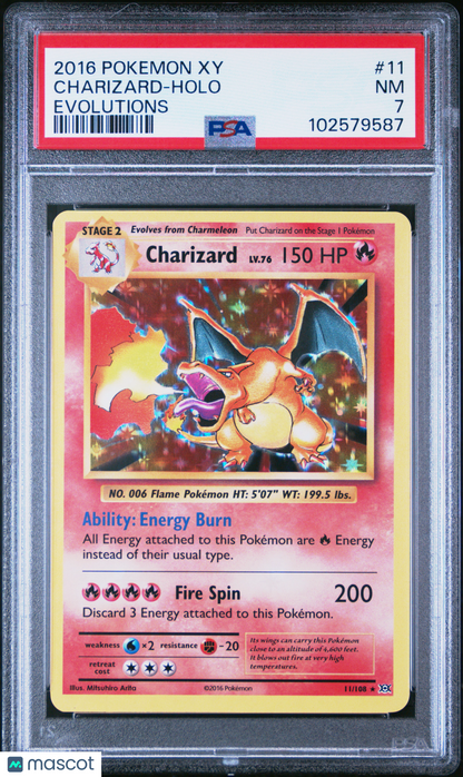 2016 Pokemon Xy Evolutions Charizard Holo #11 PSA 7
