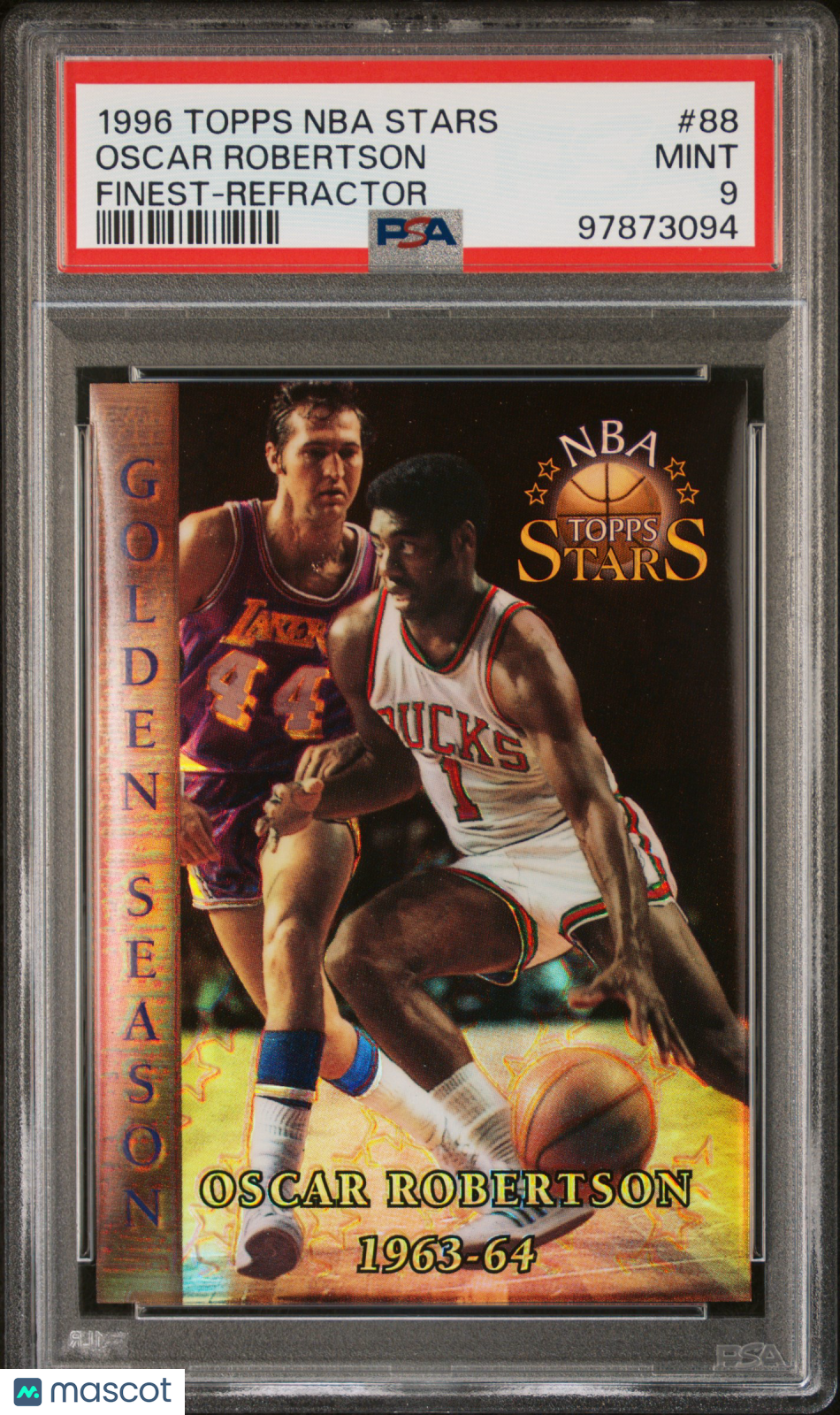 1996 Topps NBA Stars Oscar Robertson Finest Refractor #88 PSA 9